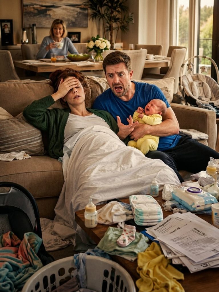 Our newborn son was screaming desperately from his bassinet, but my mother ignored him completely.